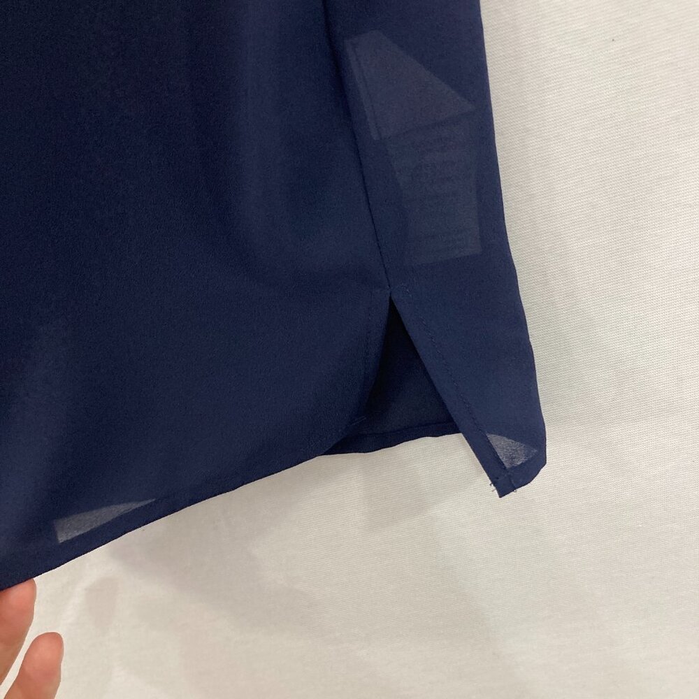 New J. Crew size 16 Tall Navy Keyhole Grosgrain Ribbon Preppy Blouse Office - Picture 9 of 12